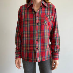 1970s Ultra Soft Red Plaid Cotton Flannel by Van Heusen Sportswear