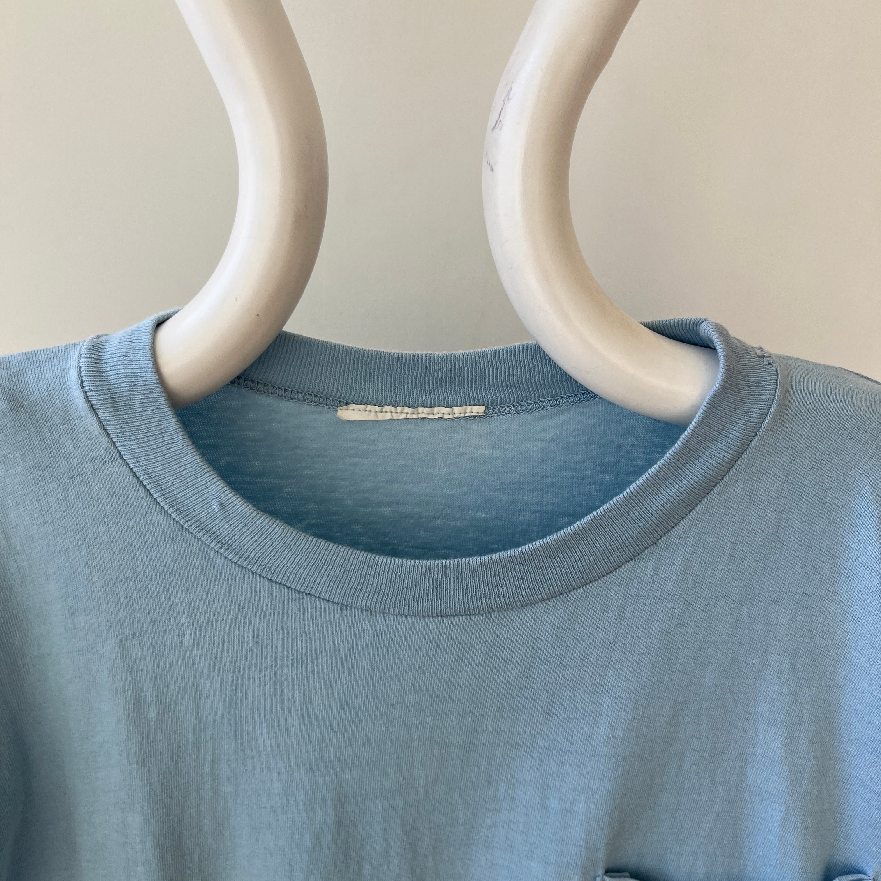 1980s Baby Blue Pocket T Shirt