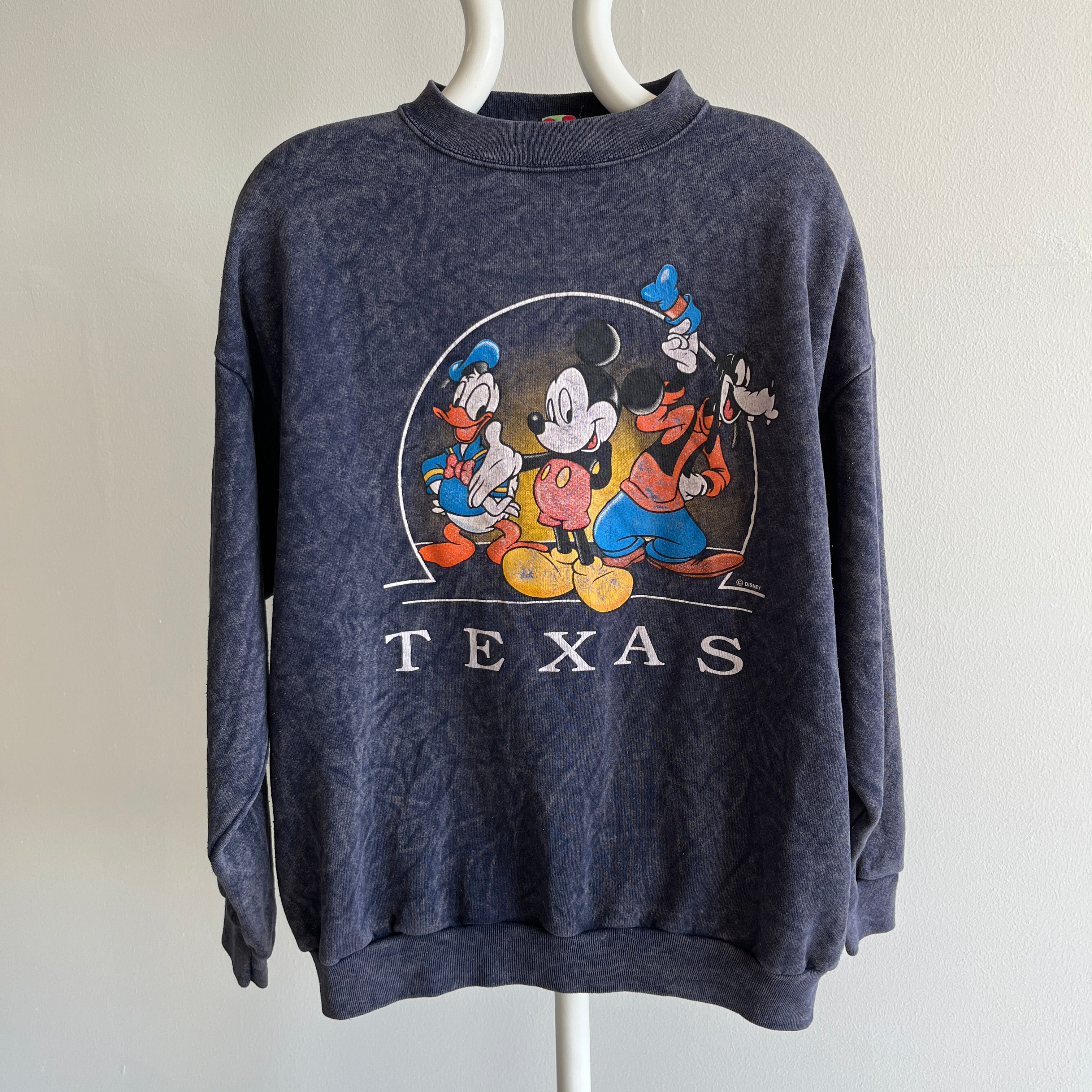 1990s Acid Wash Disney Texas Tourist Sweatshirt