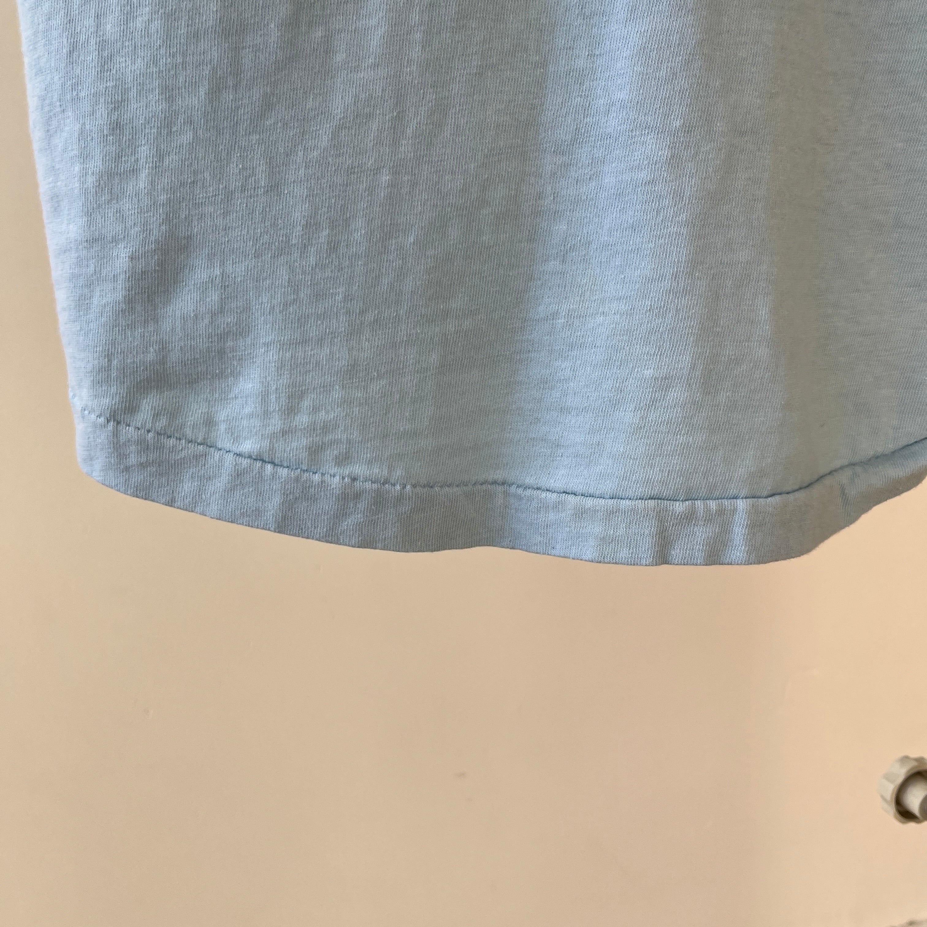 1980s Baby Blue Pocket T Shirt