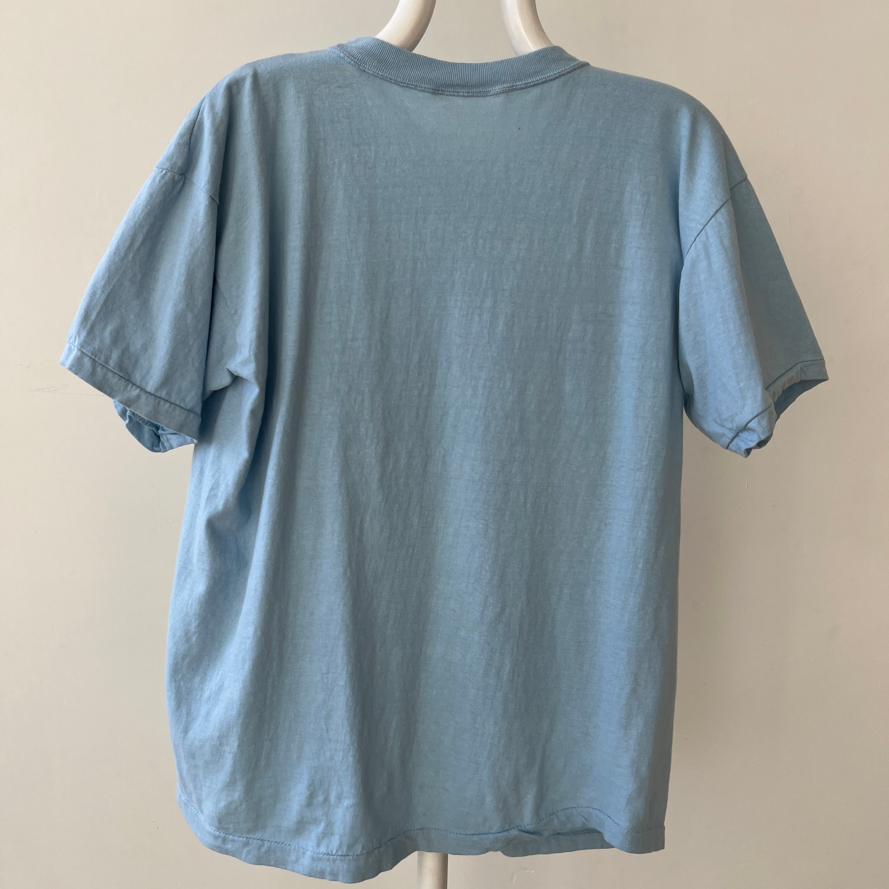 1980s Baby Blue Pocket T Shirt