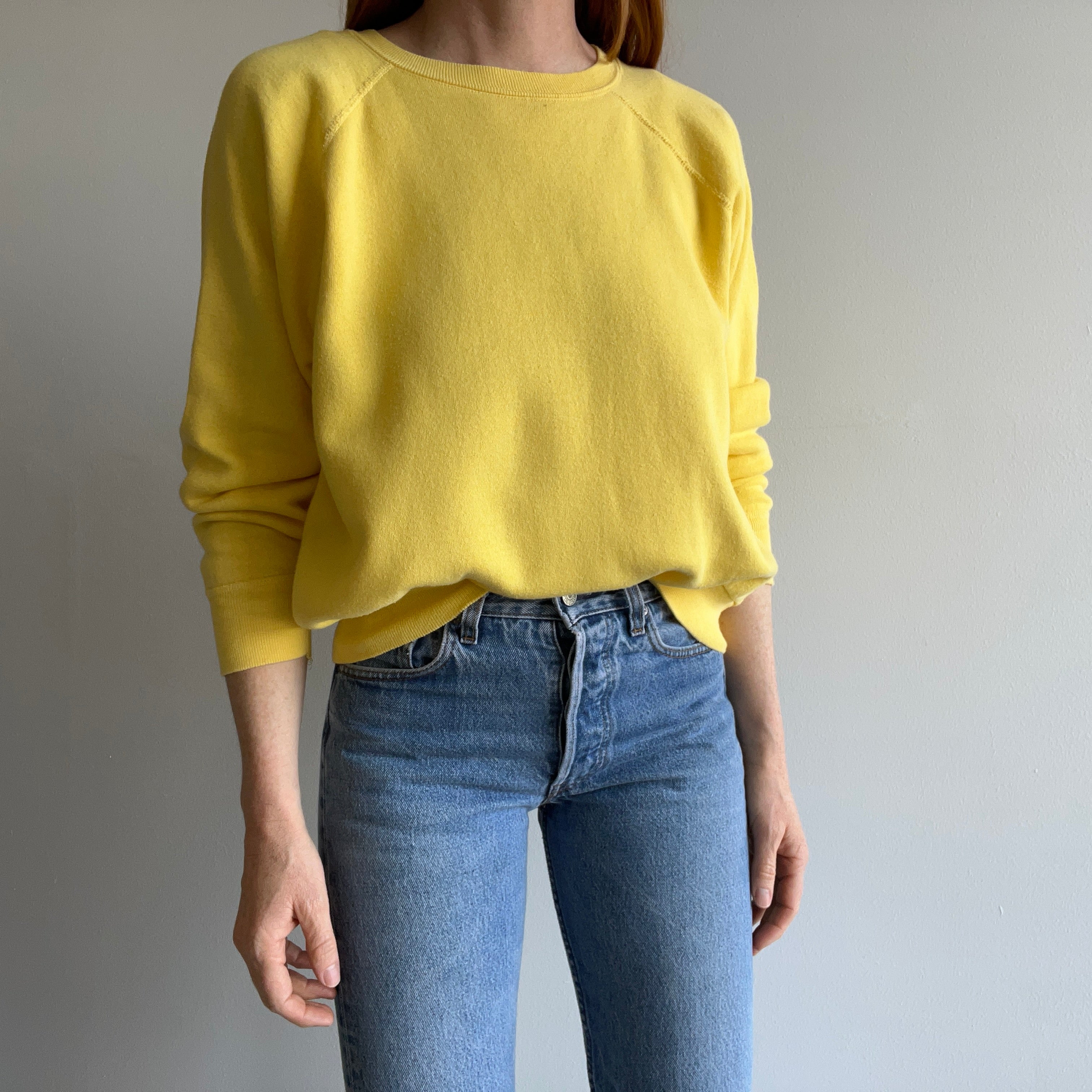 1980s Buttery Yellow Sweatshirt - !!!!!