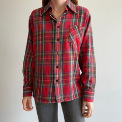 1970s Ultra Soft Red Plaid Cotton Flannel by Van Heusen Sportswear