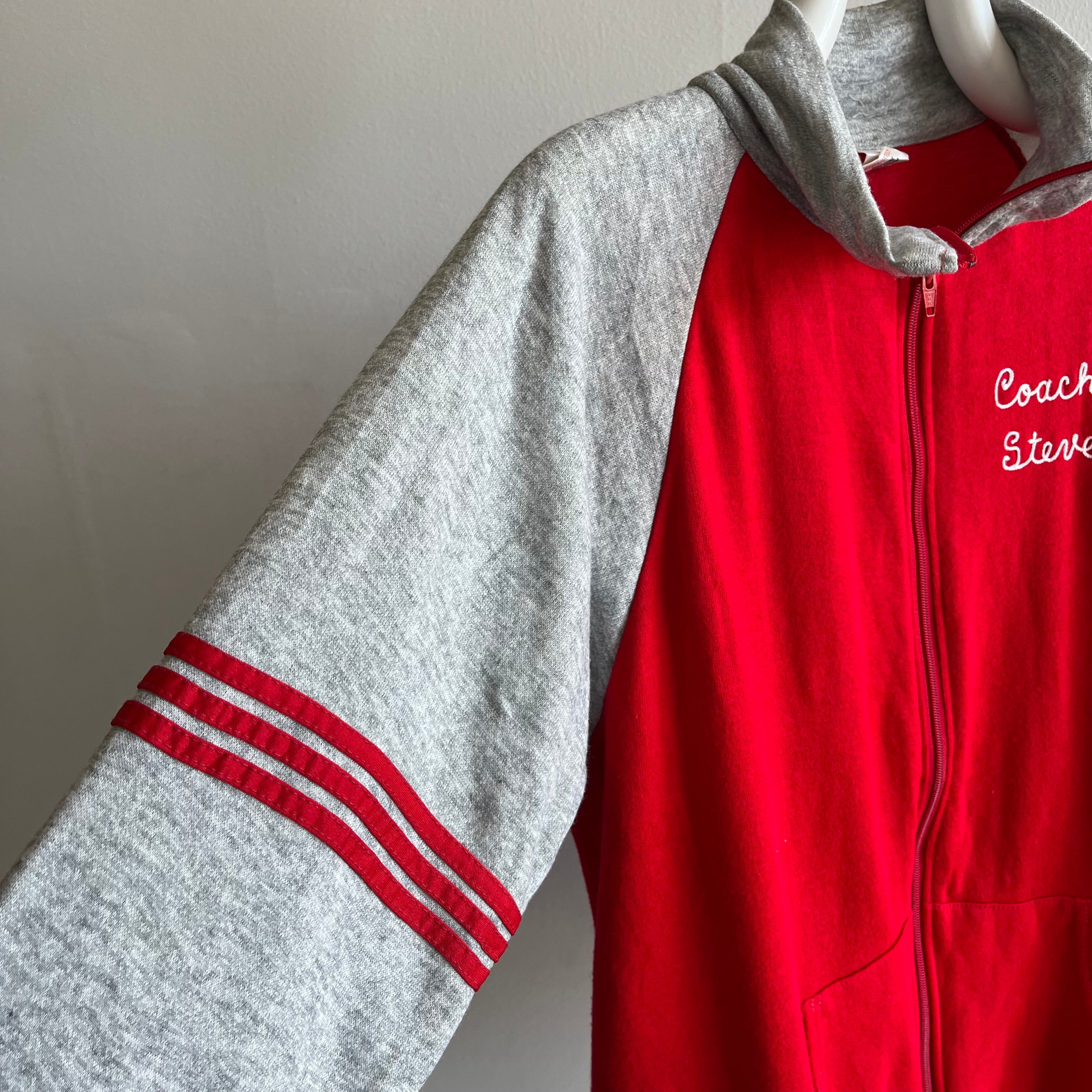 1970s Coach Steve Chainstitch Zip Up Warmup Brand Sweatshirt