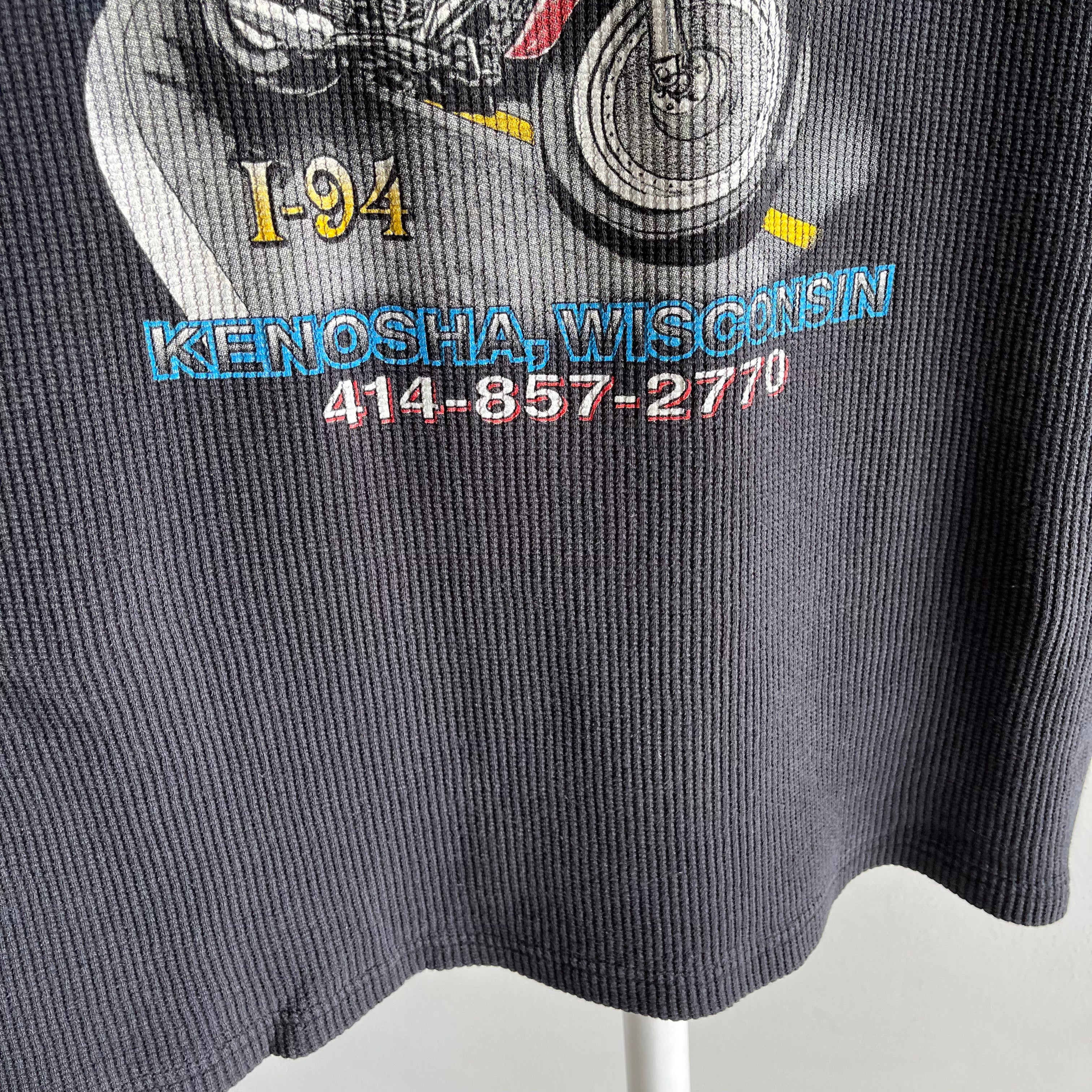 1999 Harley Waffle Knit Long Sleeve Front and Back Shirt