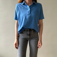 1980s Blank Blue Polo Style Shirt