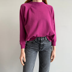 1980s Magenta Purple Soft and Very Slouchy Raglan