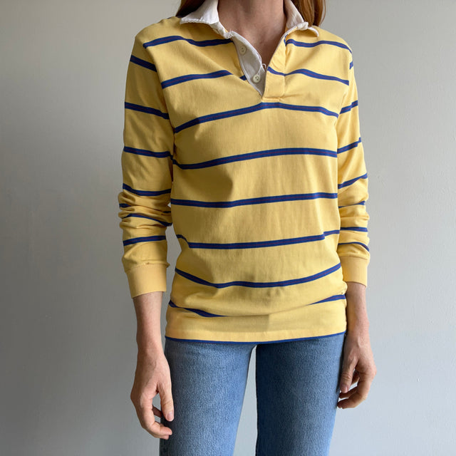 1980s Perfectly Tattered Striped Rugby Shirt by Gant - OMG