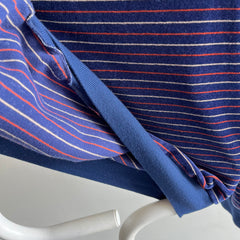 1980s Striped Velour Polo Sweatshirt/Shirt - WOWZA