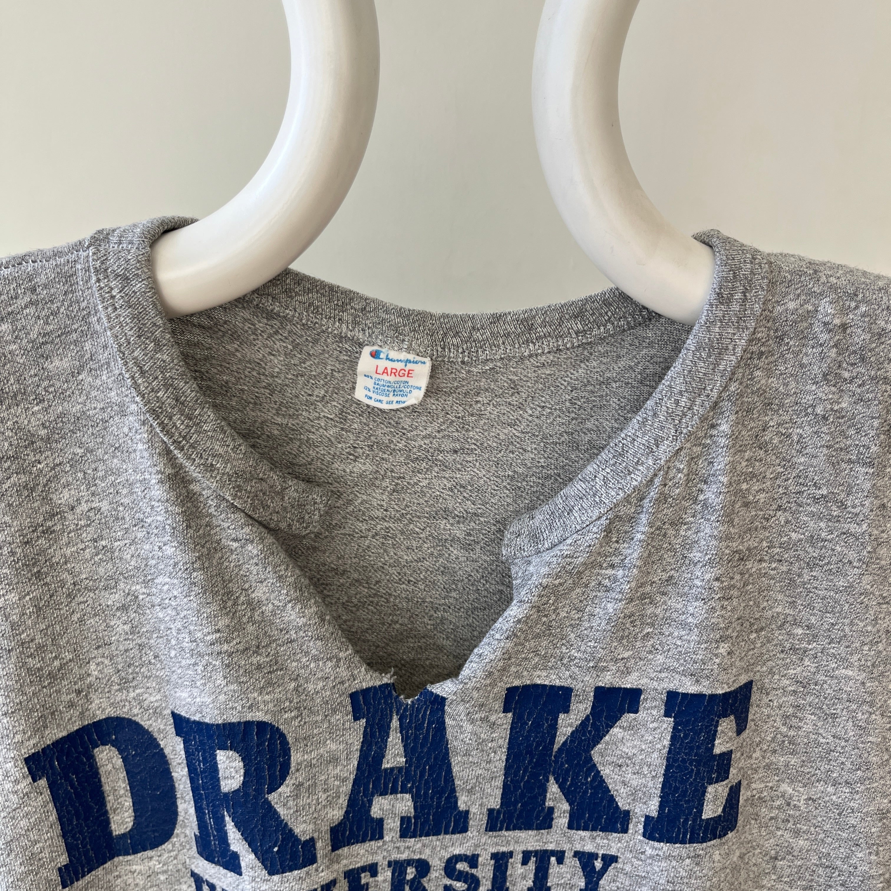 1970s/80s Grey Drake University Sleeveless T Shirt