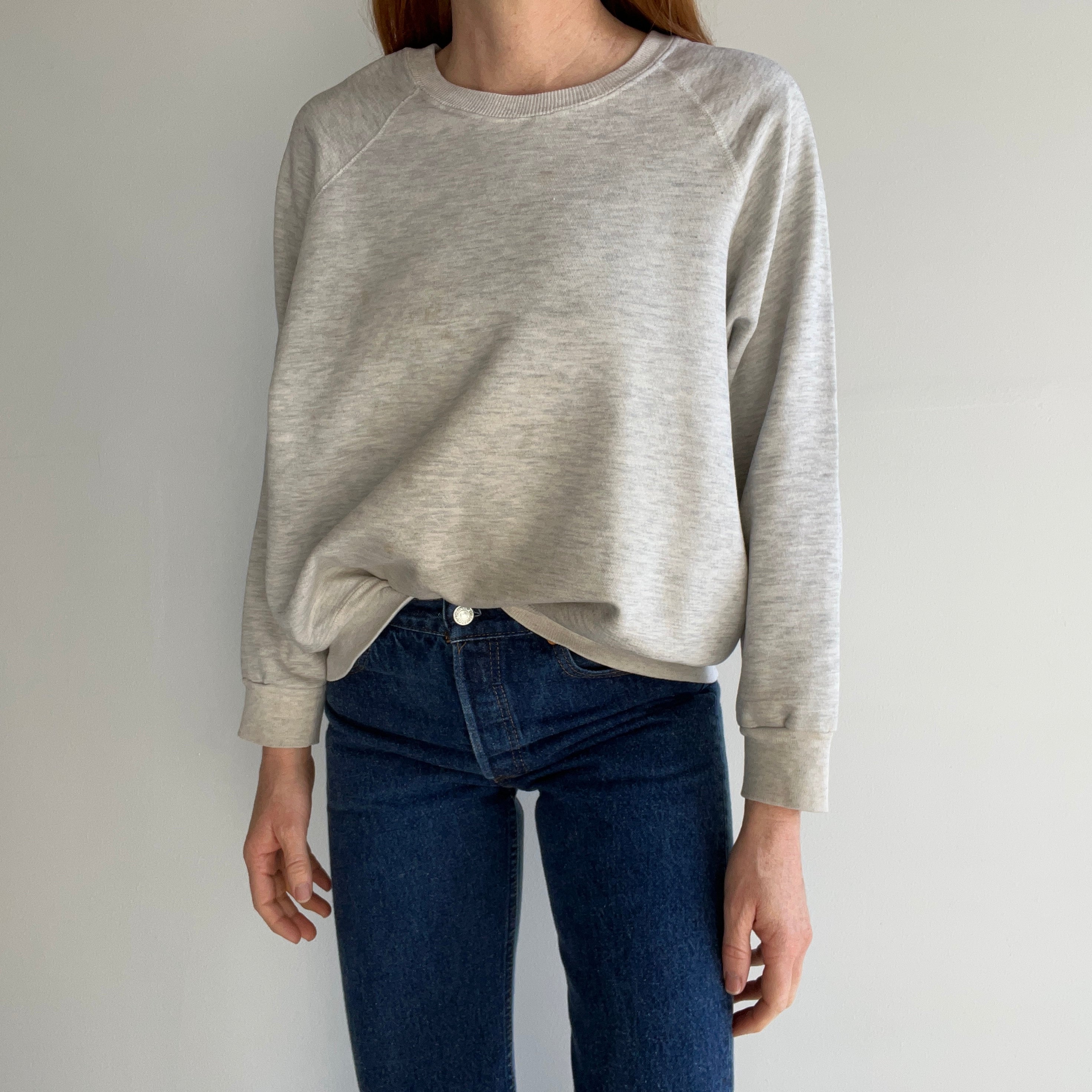 1980s Super Stained Blank Gray Sweatshirt (Feels Like a Bassett Walker)