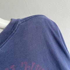 1980s Faded Navy Cotton T-Shirt with Some Graphic Fade on the Backside