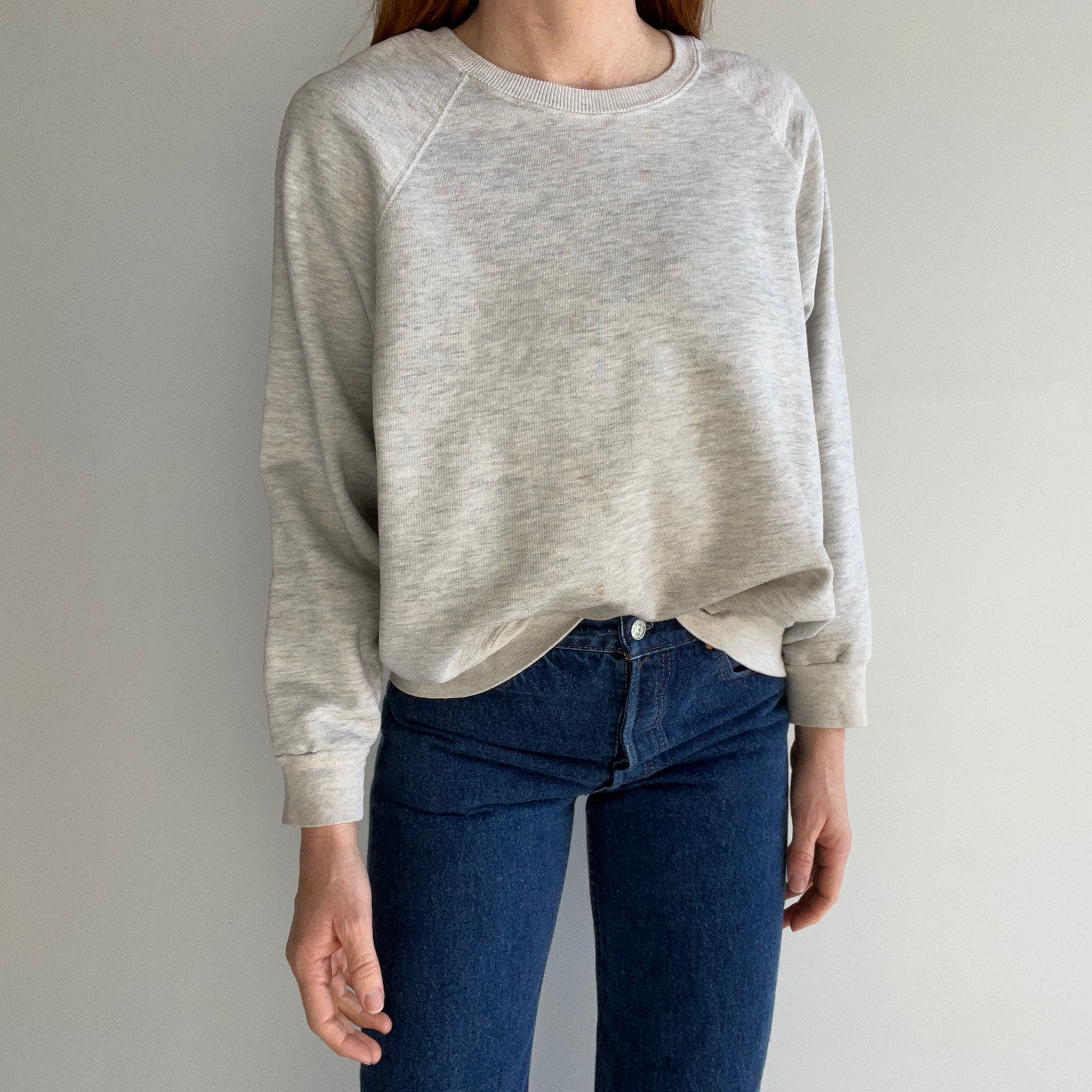 1980s Super Stained Blank Gray Sweatshirt (Feels Like a Bassett Walker)