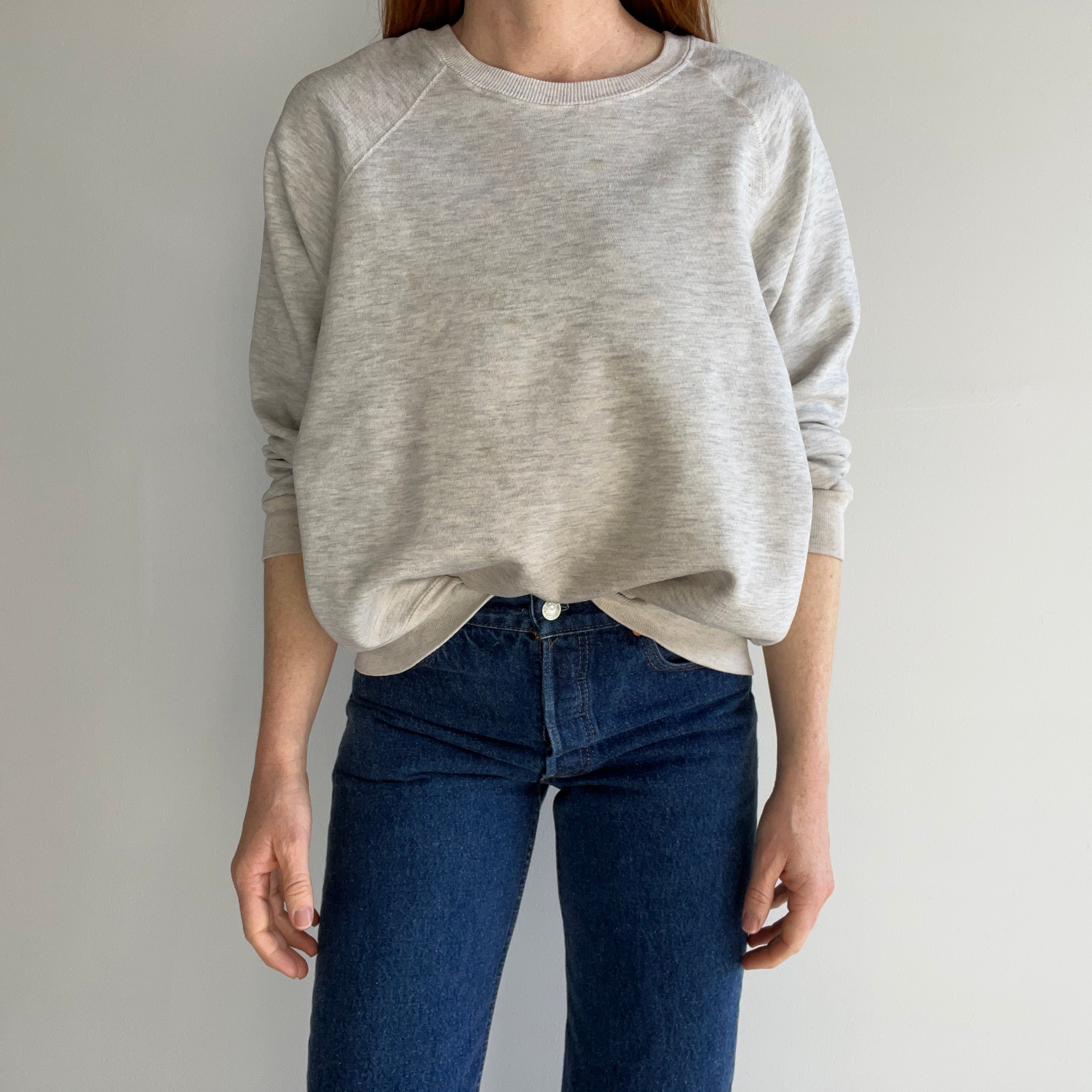 1980s Super Stained Blank Gray Sweatshirt (Feels Like a Bassett Walker)