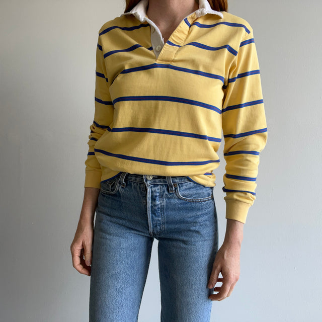 1980s Perfectly Tattered Striped Rugby Shirt by Gant - OMG