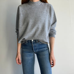 1980/90s Blank Gray Sweatshirt with Contrast White Stitching