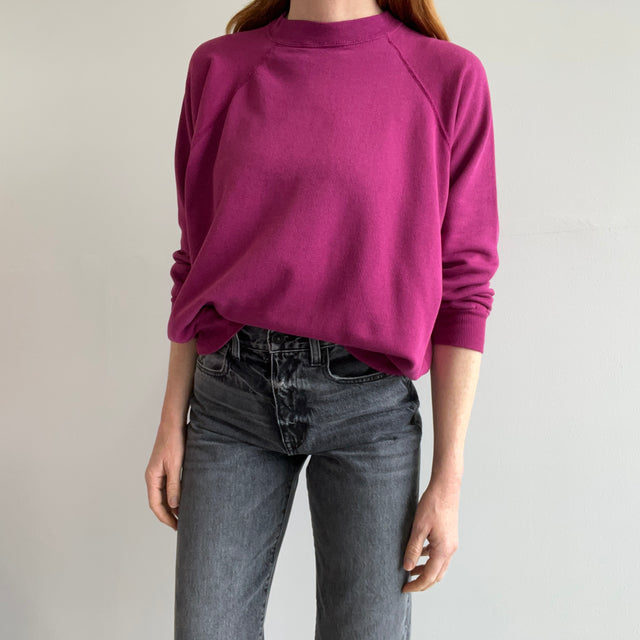 1980s Magenta Purple Soft and Very Slouchy Raglan