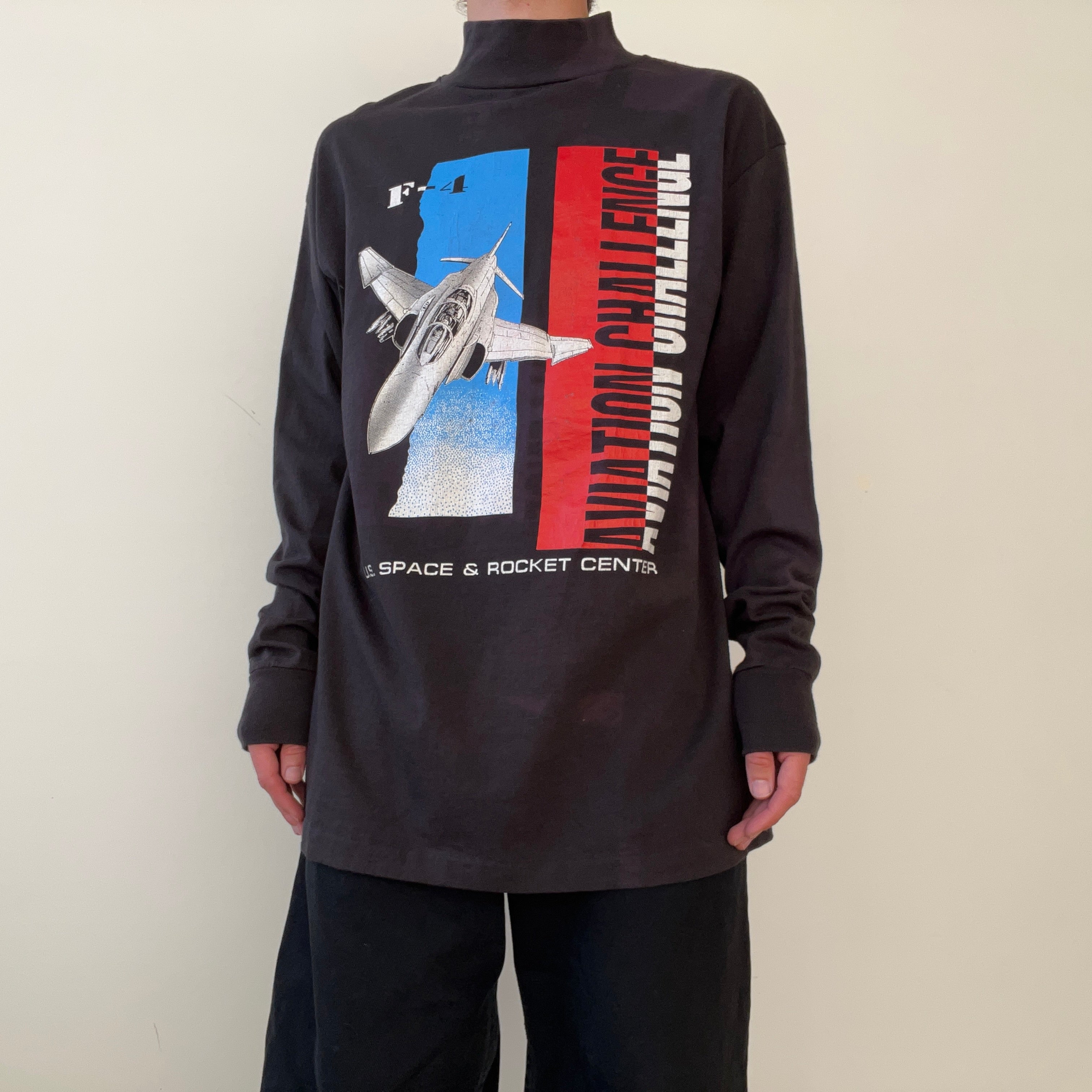 1980s U.S. Space and Rocket Center Mock Neck Long Sleeve Shirt