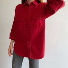 1980s USA Made Woolrich Beautiful Red Moleskin/Chamois Feel Cotton Flannel