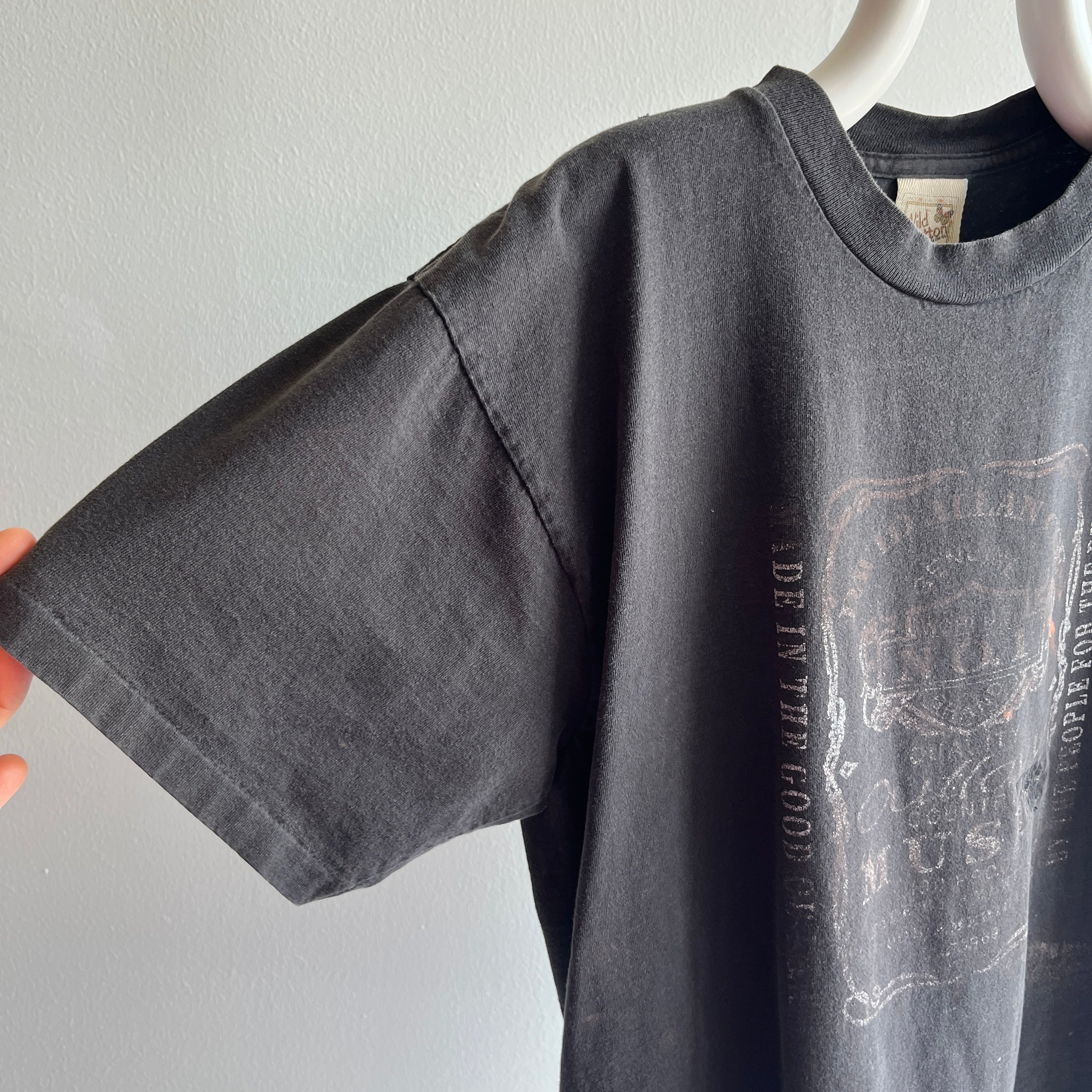 1980s Faded, Mended, Bleach and Paint Stained David Allan Coe T-Shirt