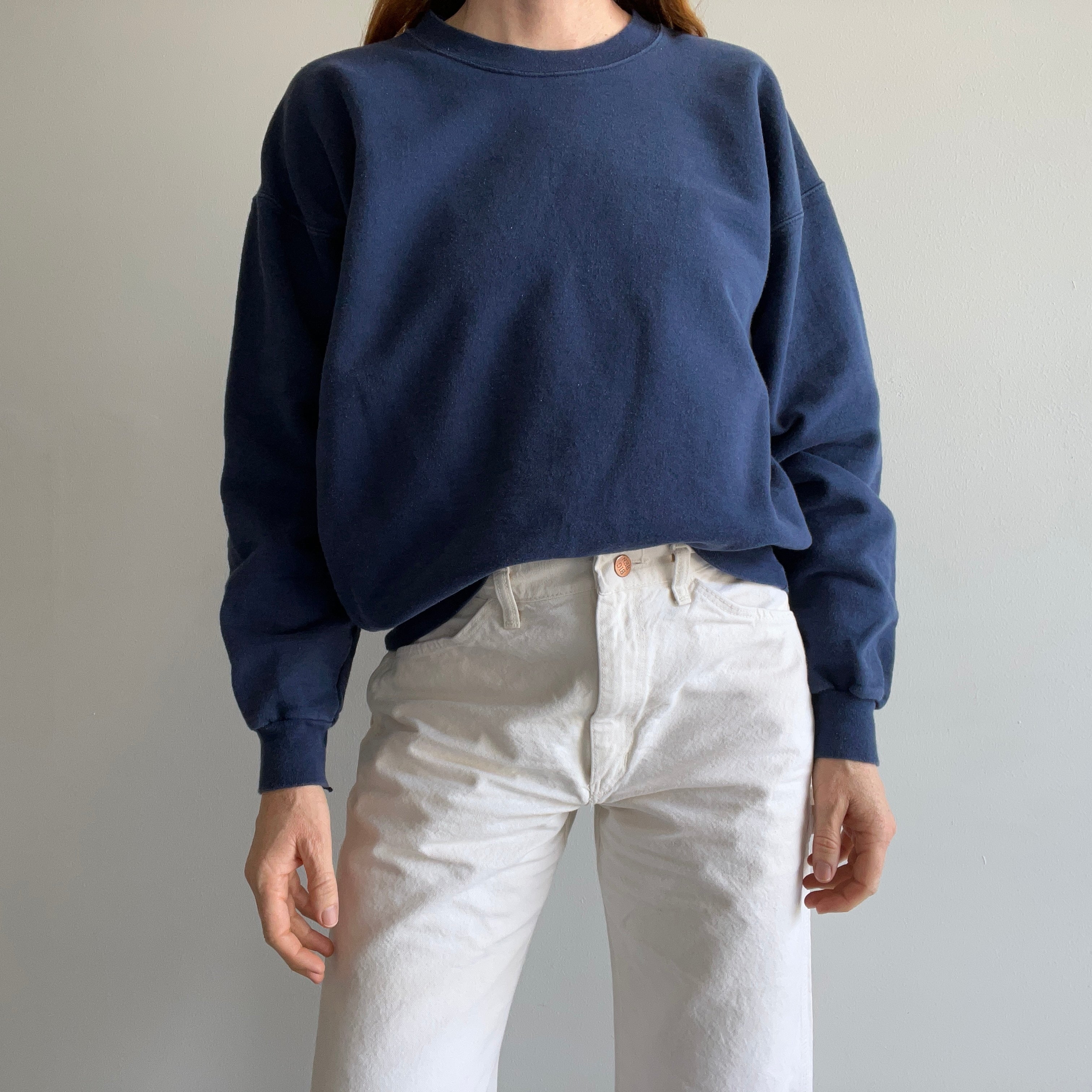 1990s Mostly Cotton Blank Navy Sweatshirt