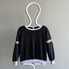 1980s Double Stripe Lightweight Black and White Sweatshirt