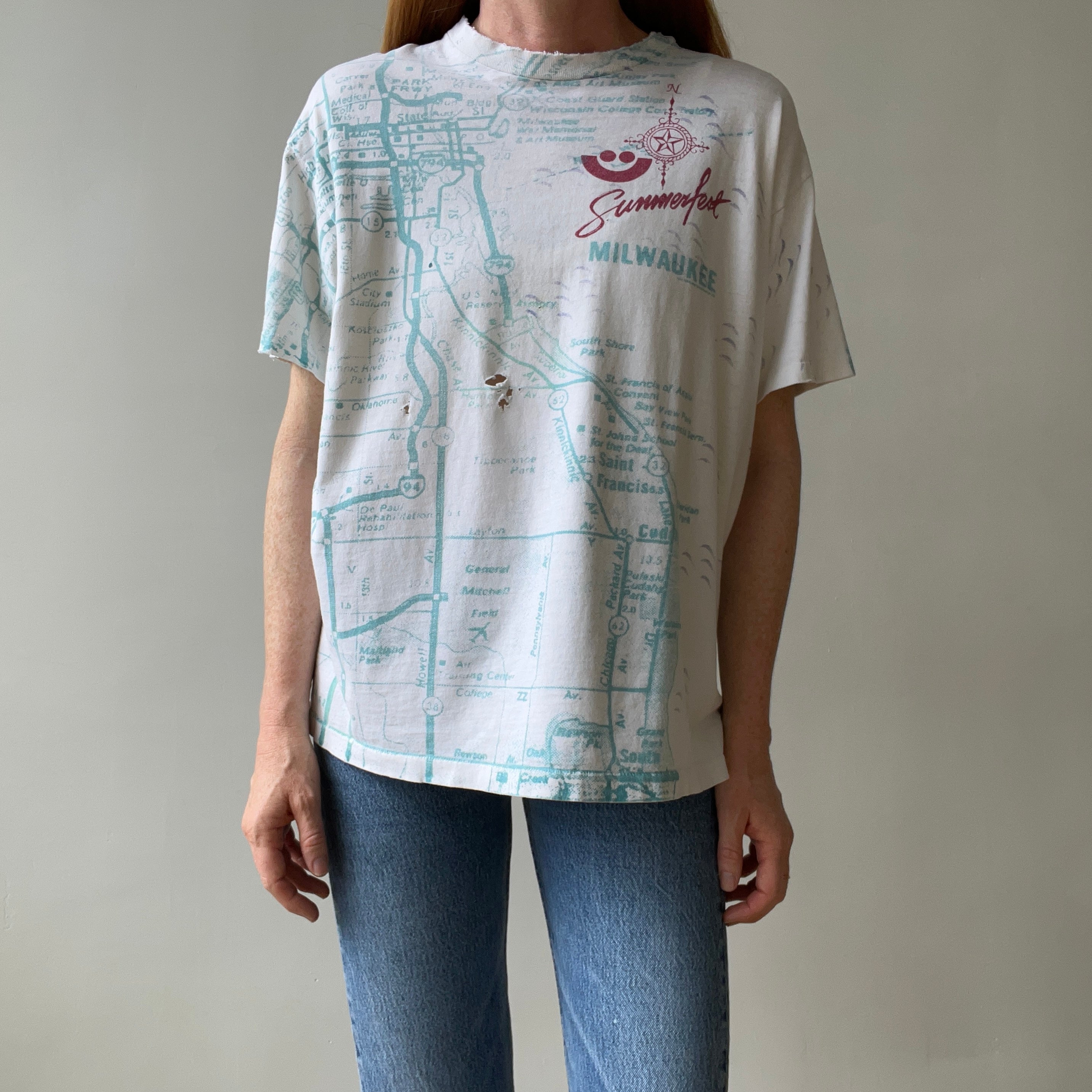 1980s Summer Fest Milwaukee All Over Print T Shirt - Thrashed