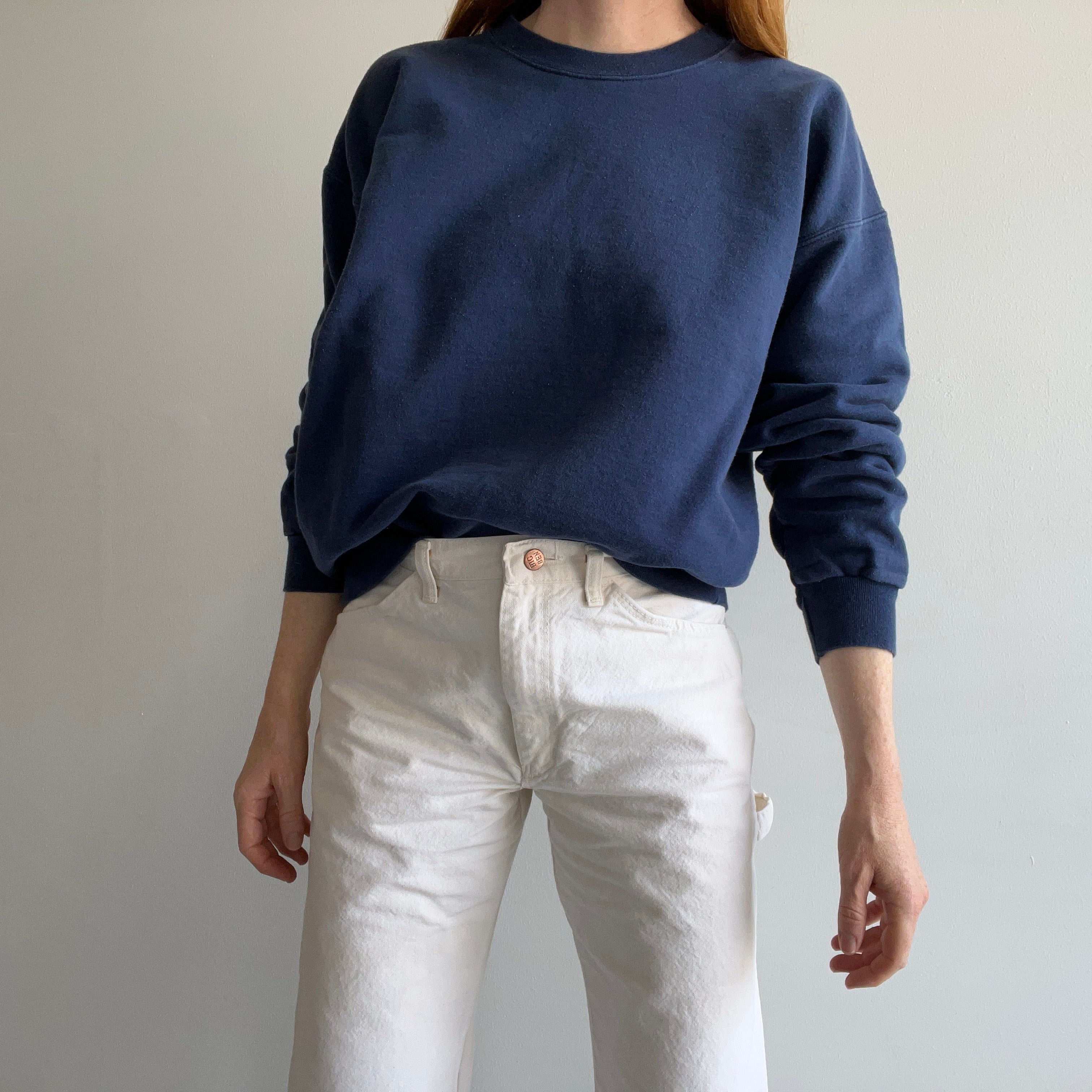 1990s Mostly Cotton Blank Navy Sweatshirt