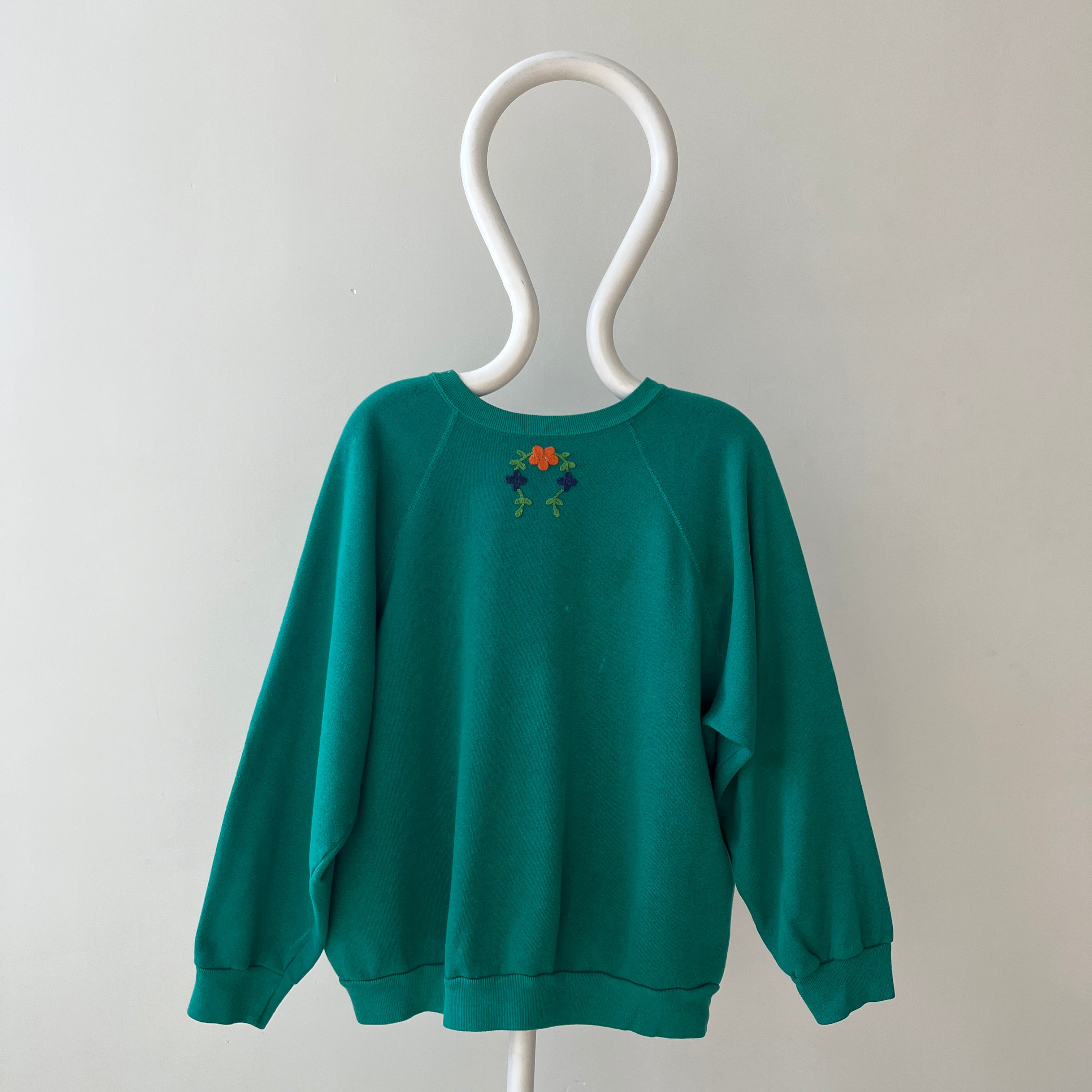 1980s Floral Embroidered Sweatshirt - Very DIY Martha Stewart