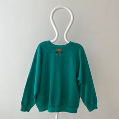 1980s Floral Embroidered Sweatshirt - Very DIY Martha Stewart
