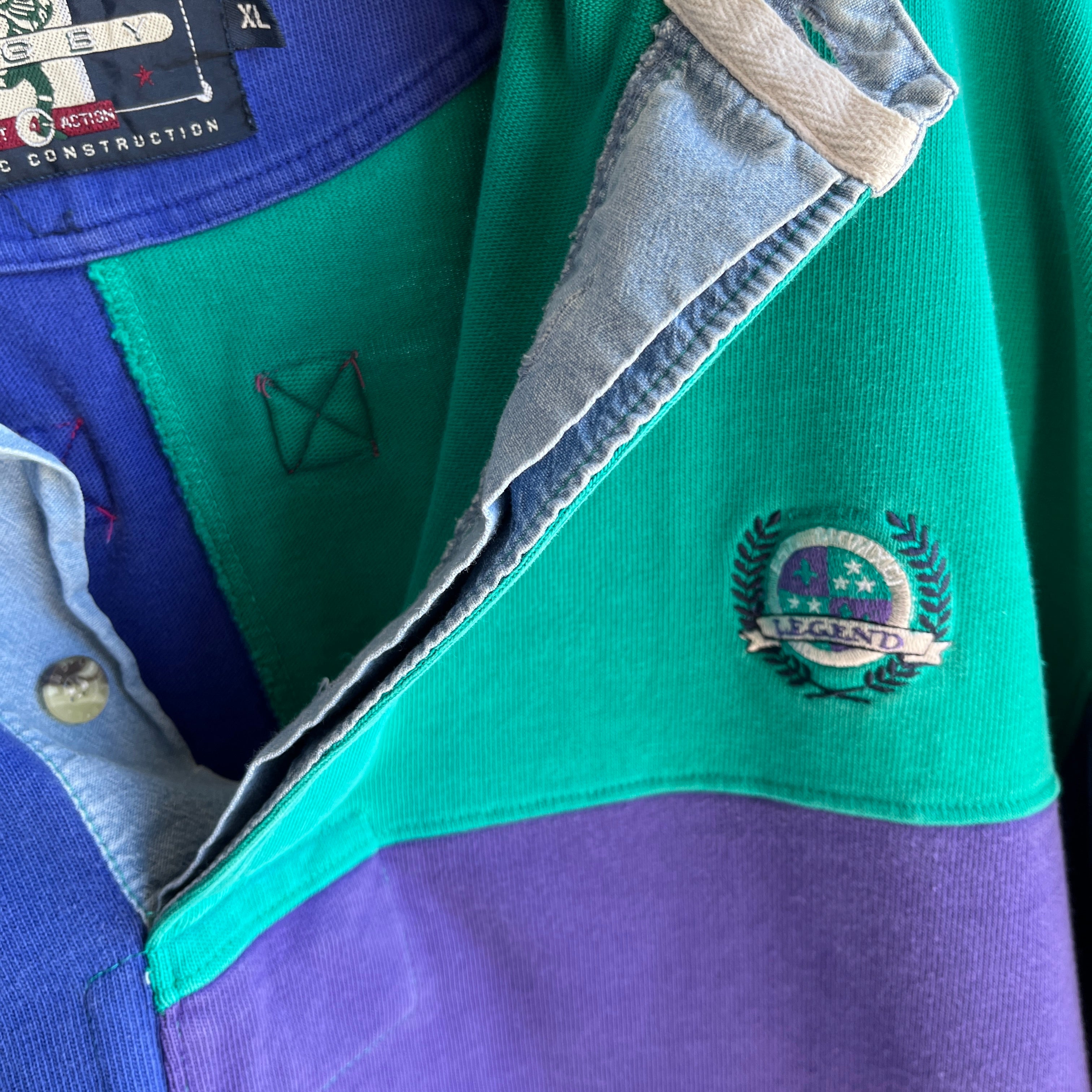 1990s Fresh Prince Style Color Block Rugby Shirt
