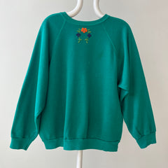 1980s Floral Embroidered Sweatshirt - Very DIY Martha Stewart