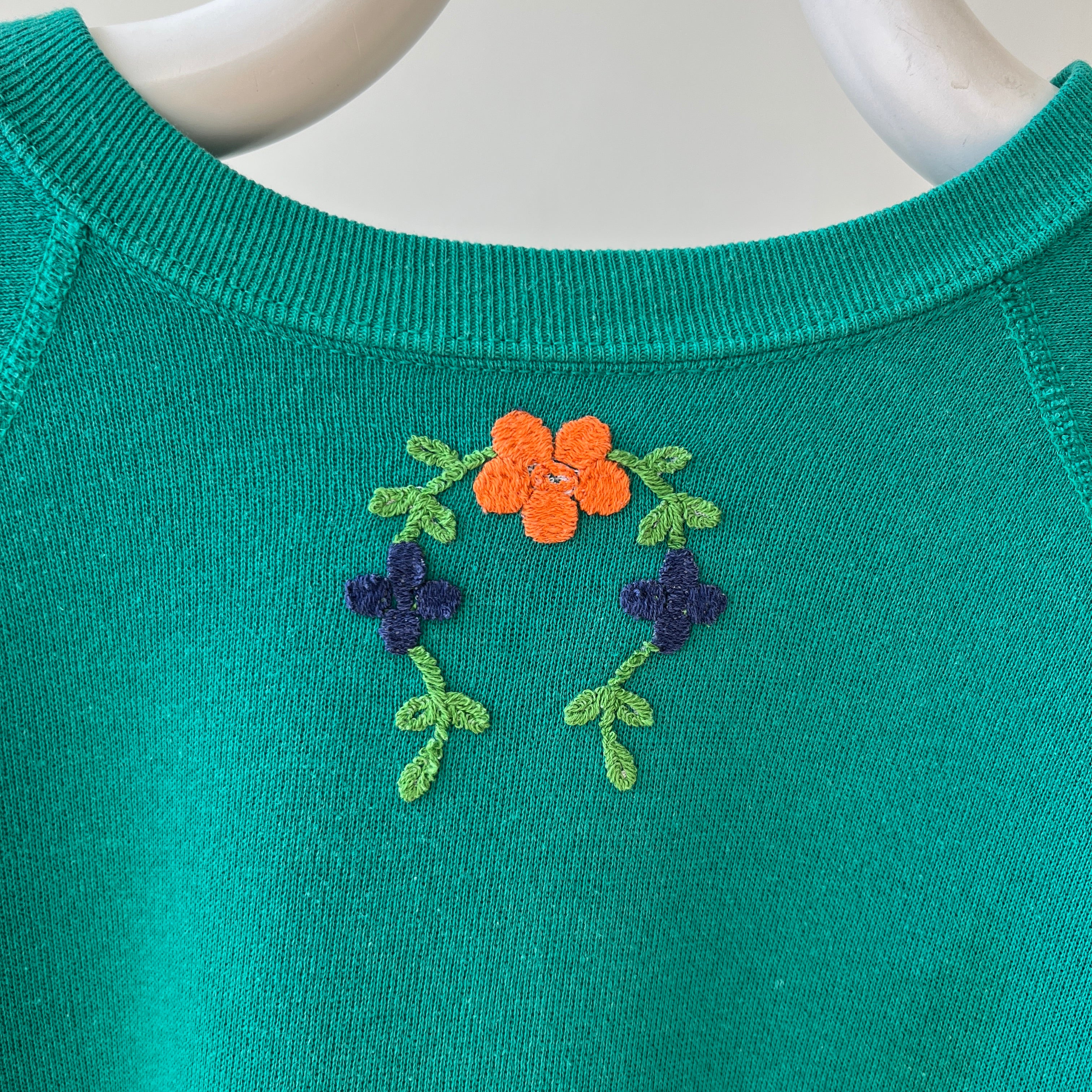 1980s Floral Embroidered Sweatshirt - Very DIY Martha Stewart