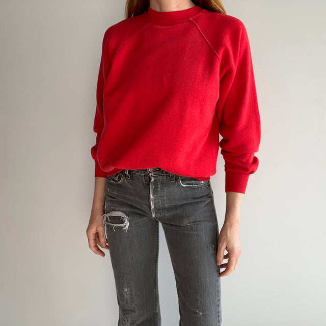 1970s Strawberry Red Raglan with Contrast Stitching