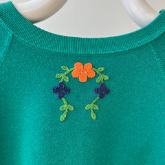 1980s Floral Embroidered Sweatshirt - Very DIY Martha Stewart