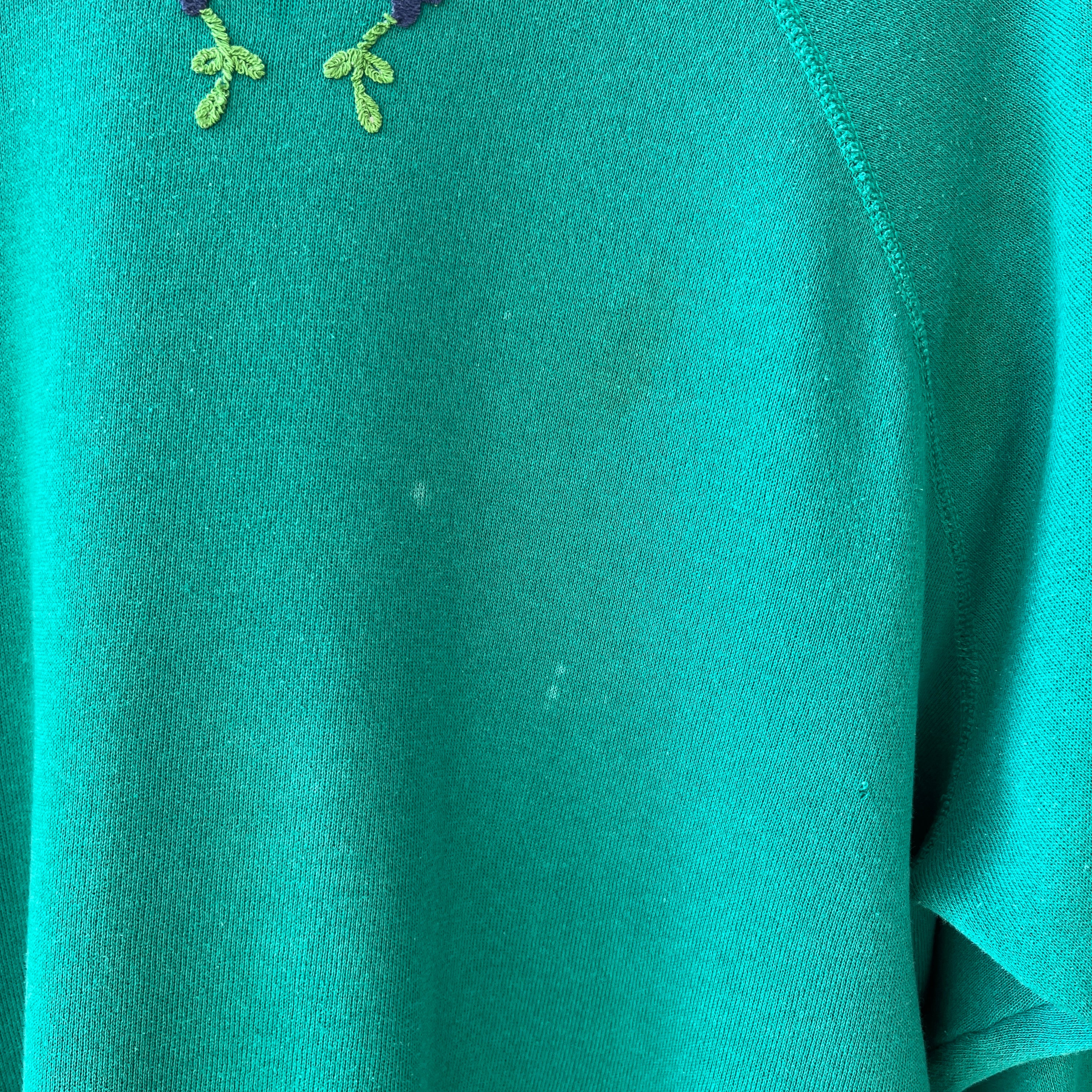 1980s Floral Embroidered Sweatshirt - Very DIY Martha Stewart