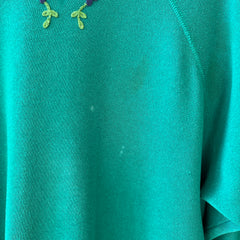 1980s Floral Embroidered Sweatshirt - Very DIY Martha Stewart
