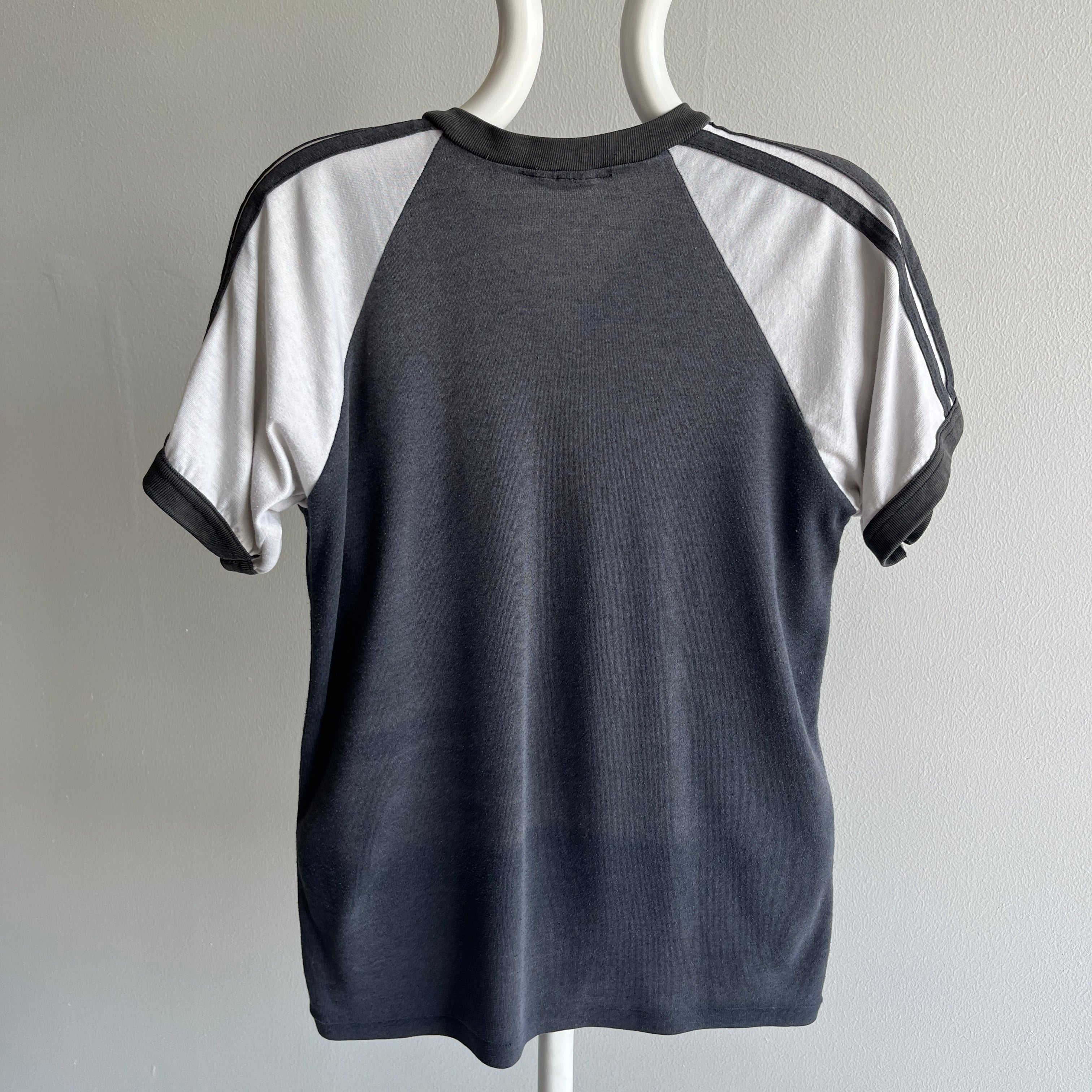 1970/80s MacGregor Two Tone Slouchy Baseball V-Neck Ring T-Shirt