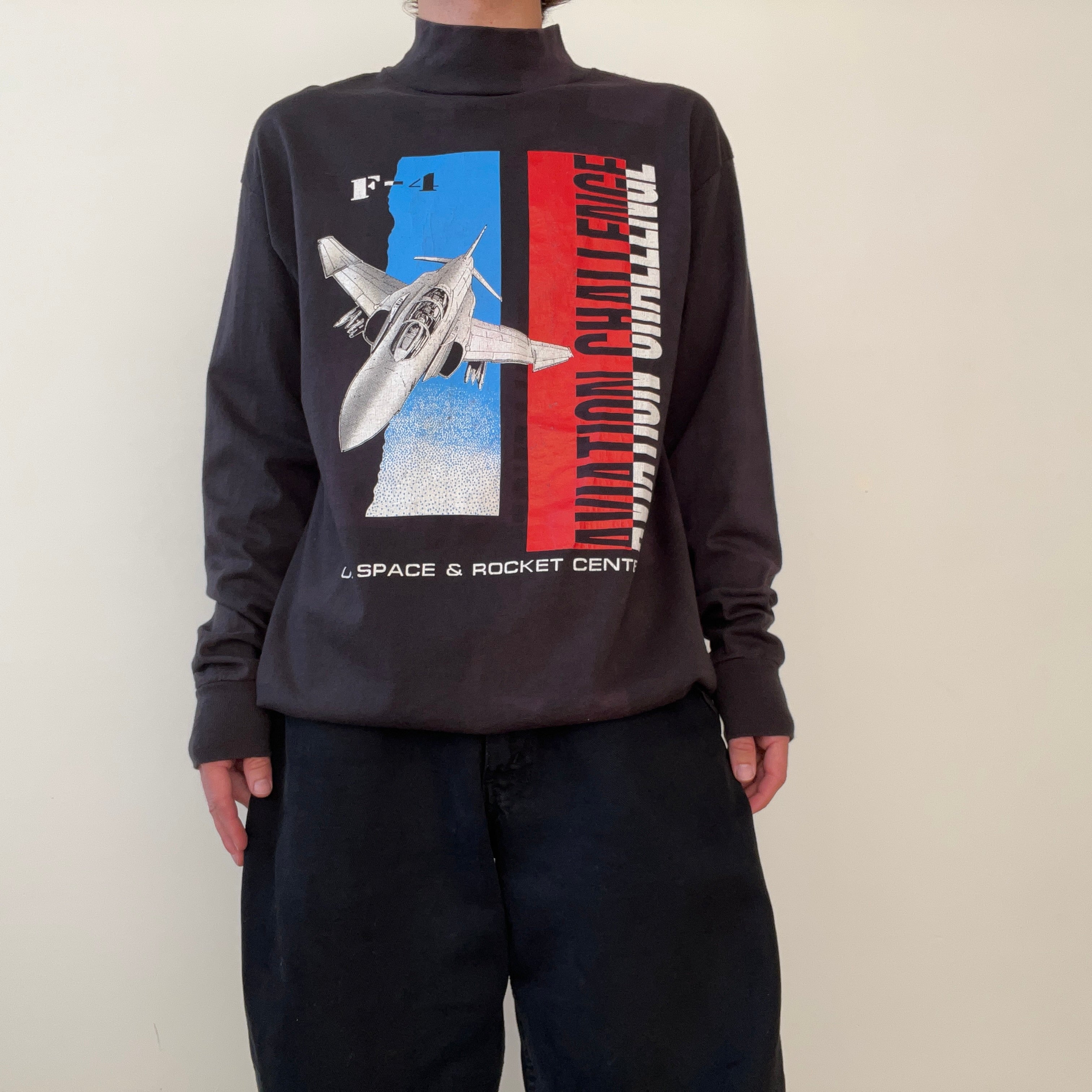 1980s U.S. Space and Rocket Center Mock Neck Long Sleeve Shirt