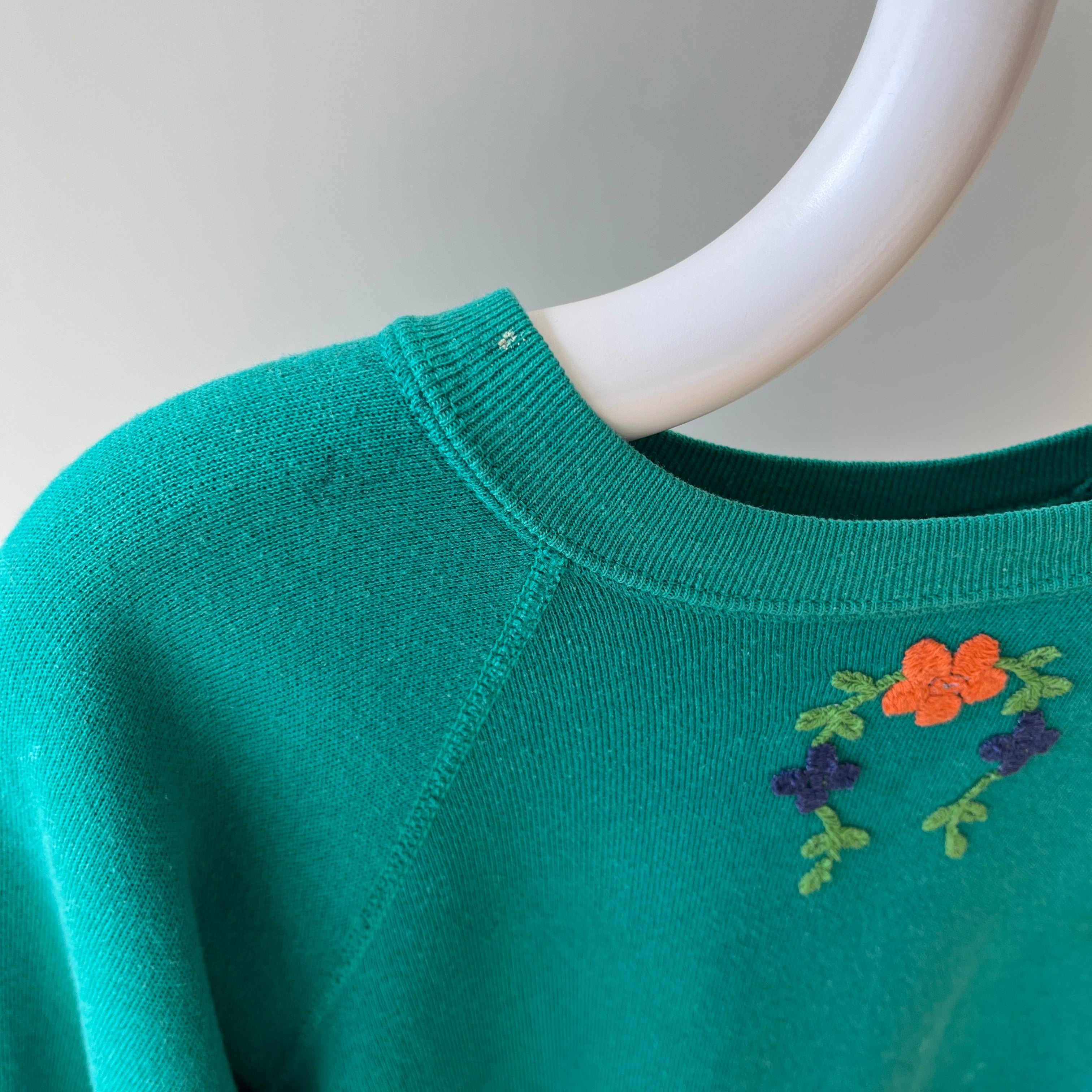 1980s Floral Embroidered Sweatshirt - Very DIY Martha Stewart