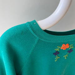 1980s Floral Embroidered Sweatshirt - Very DIY Martha Stewart