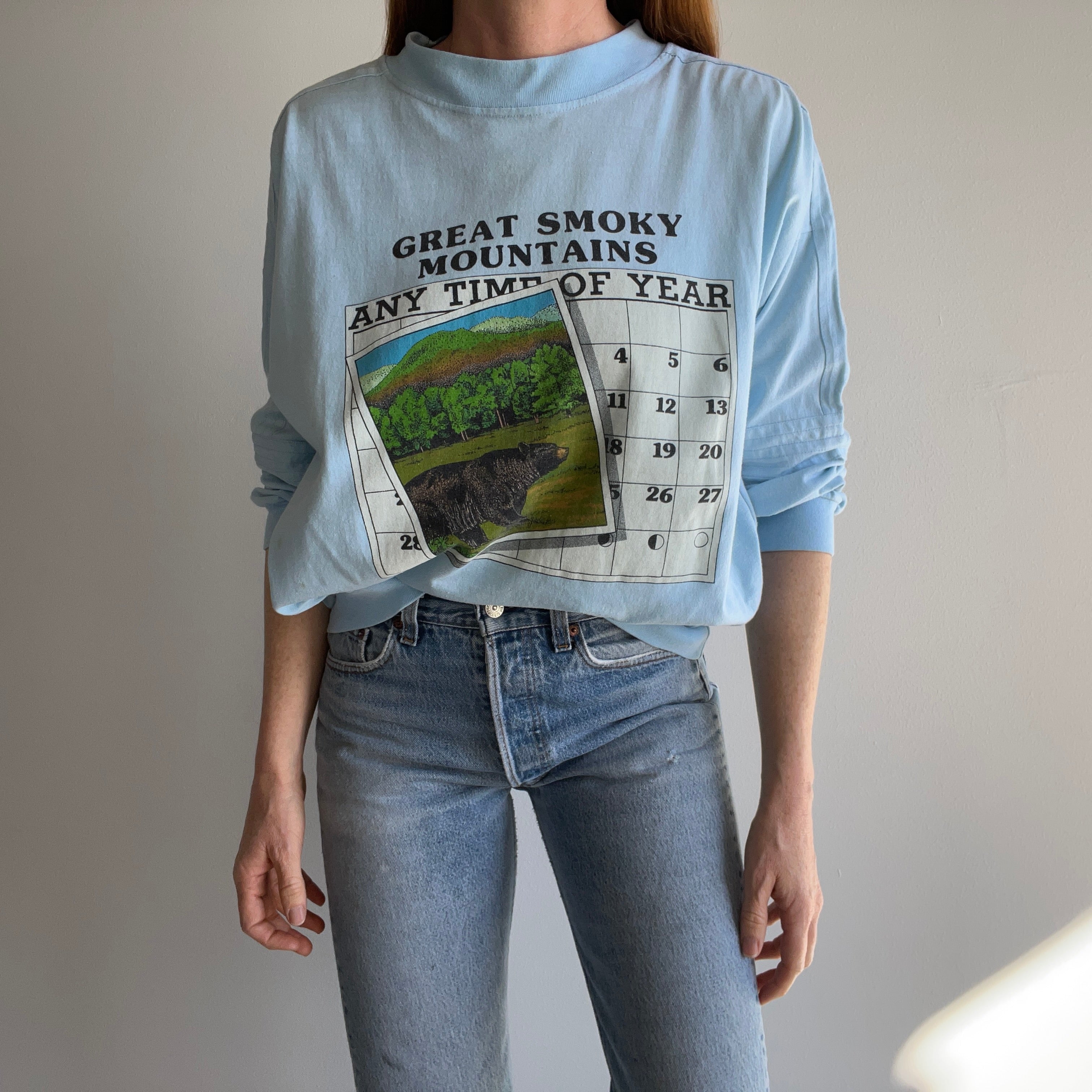 1980s Special Cut Great Smoky Mountains Tourist Long Sleeve Shirt/Sweatshirt Cut