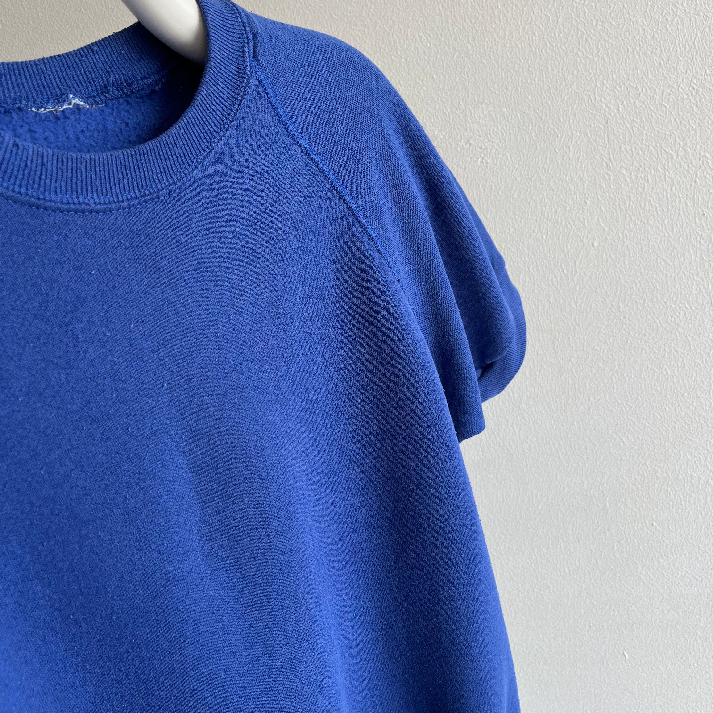 1980s Blank Blue Warm Up Sweatshirt