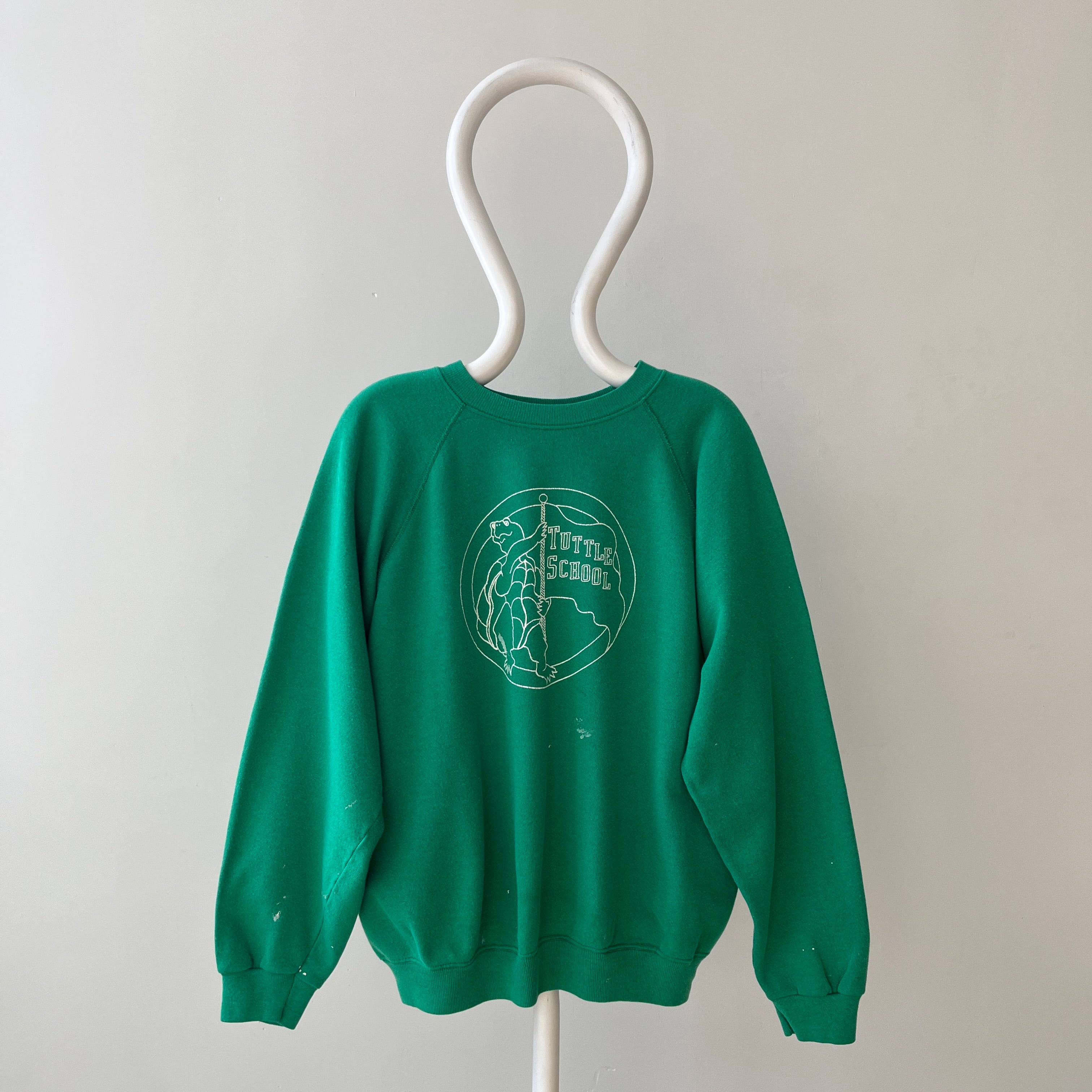 1980s Green Tuttle School Sweatshirt - Awwwww