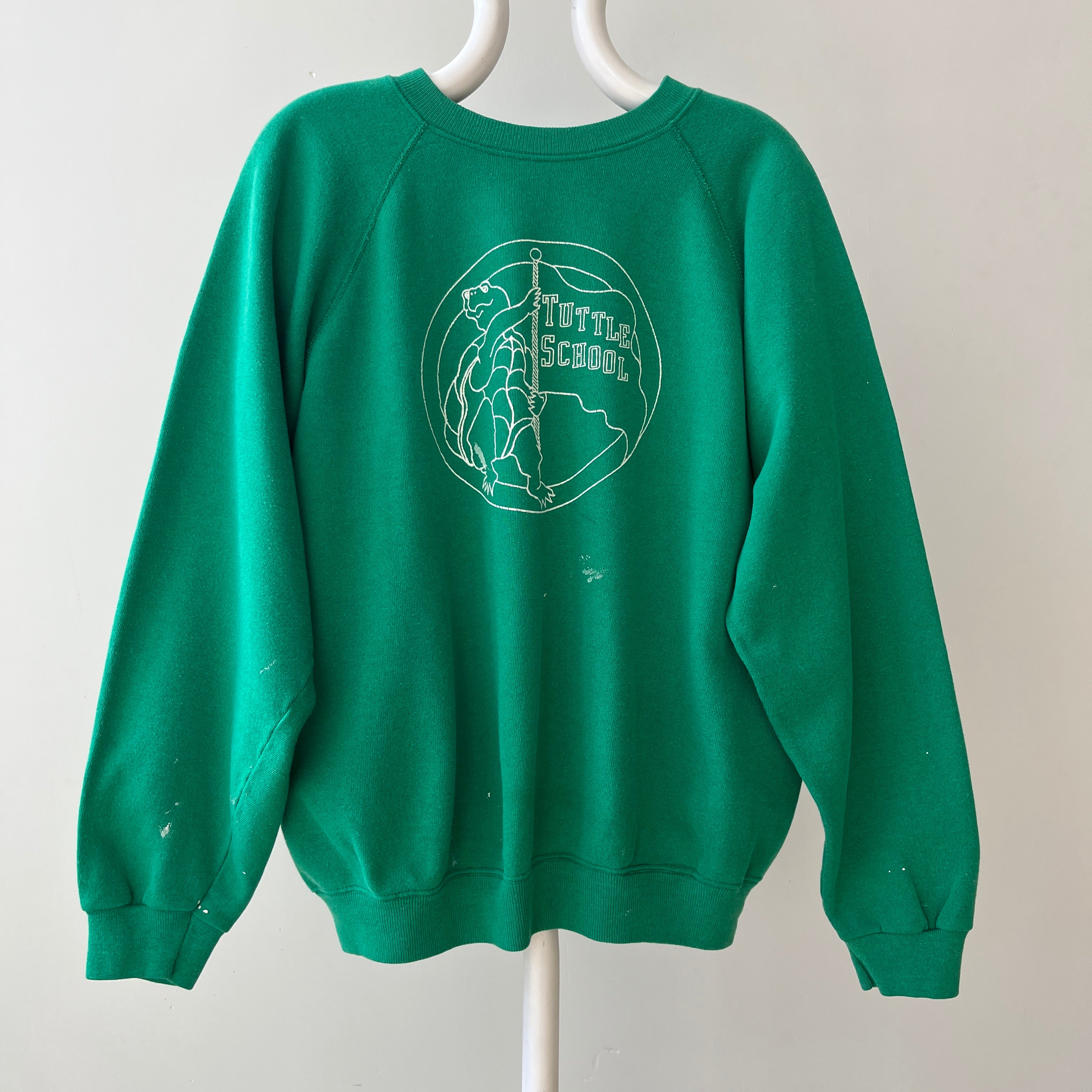 1980s Green Tuttle School Sweatshirt - Awwwww