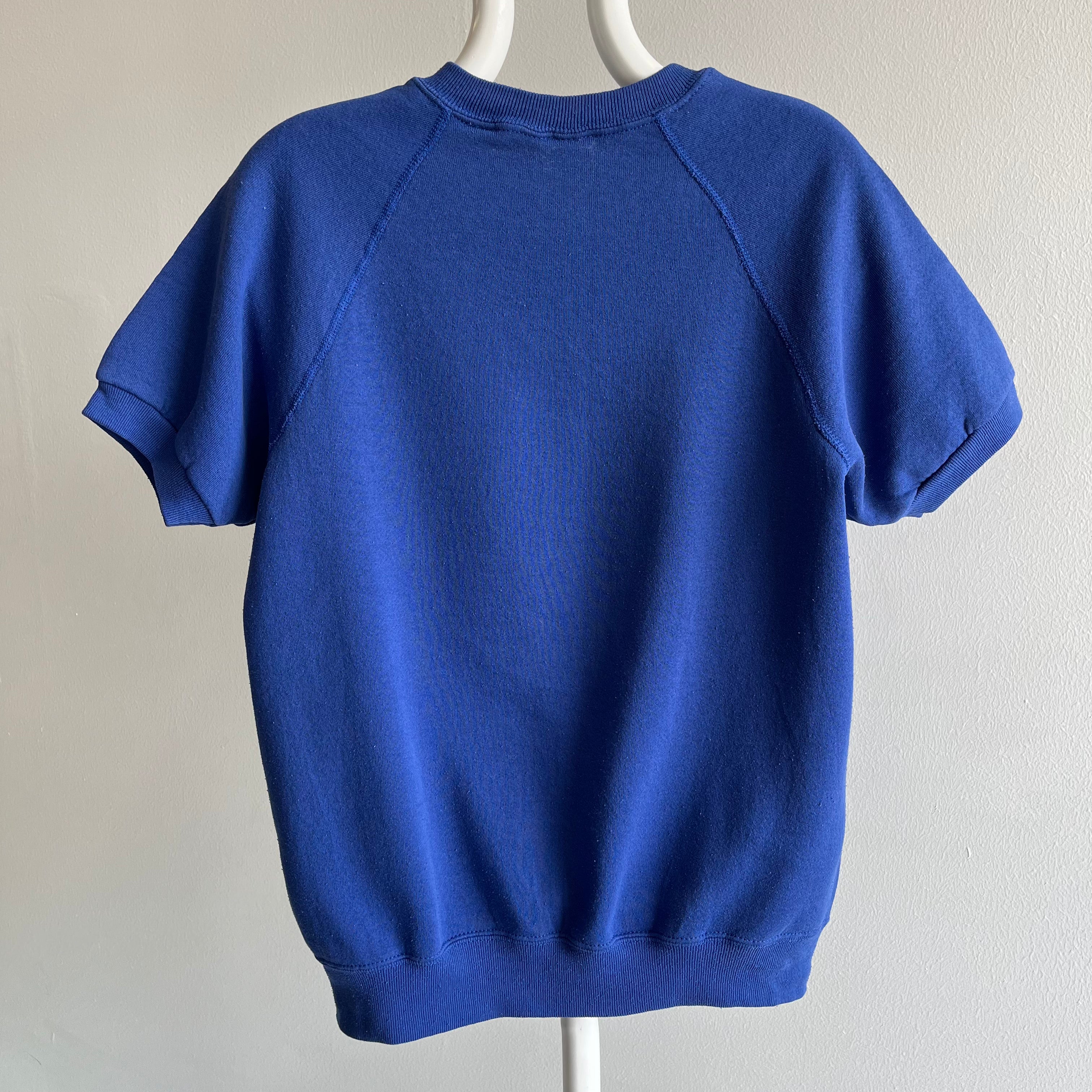 1980s Blank Blue Warm Up Sweatshirt