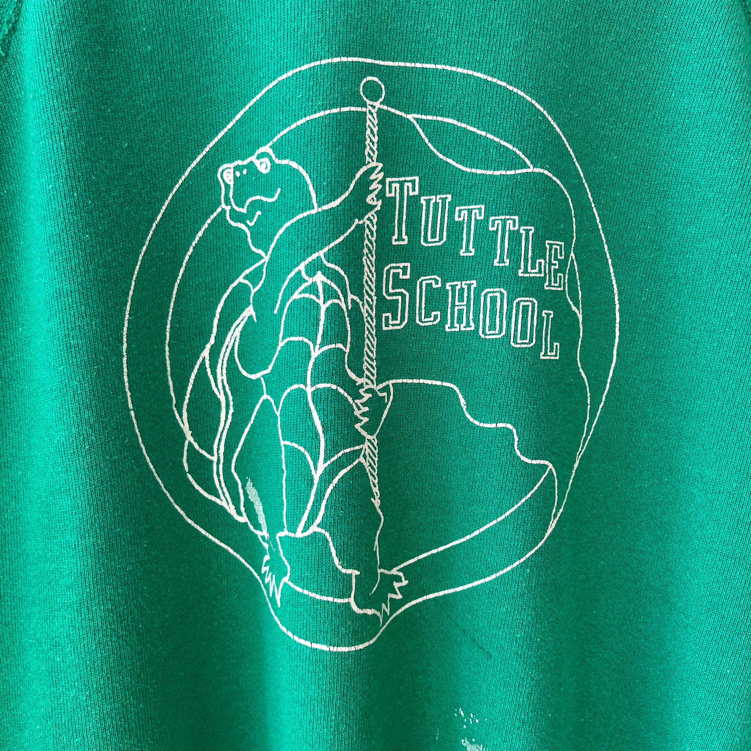1980s Green Tuttle School Sweatshirt - Awwwww