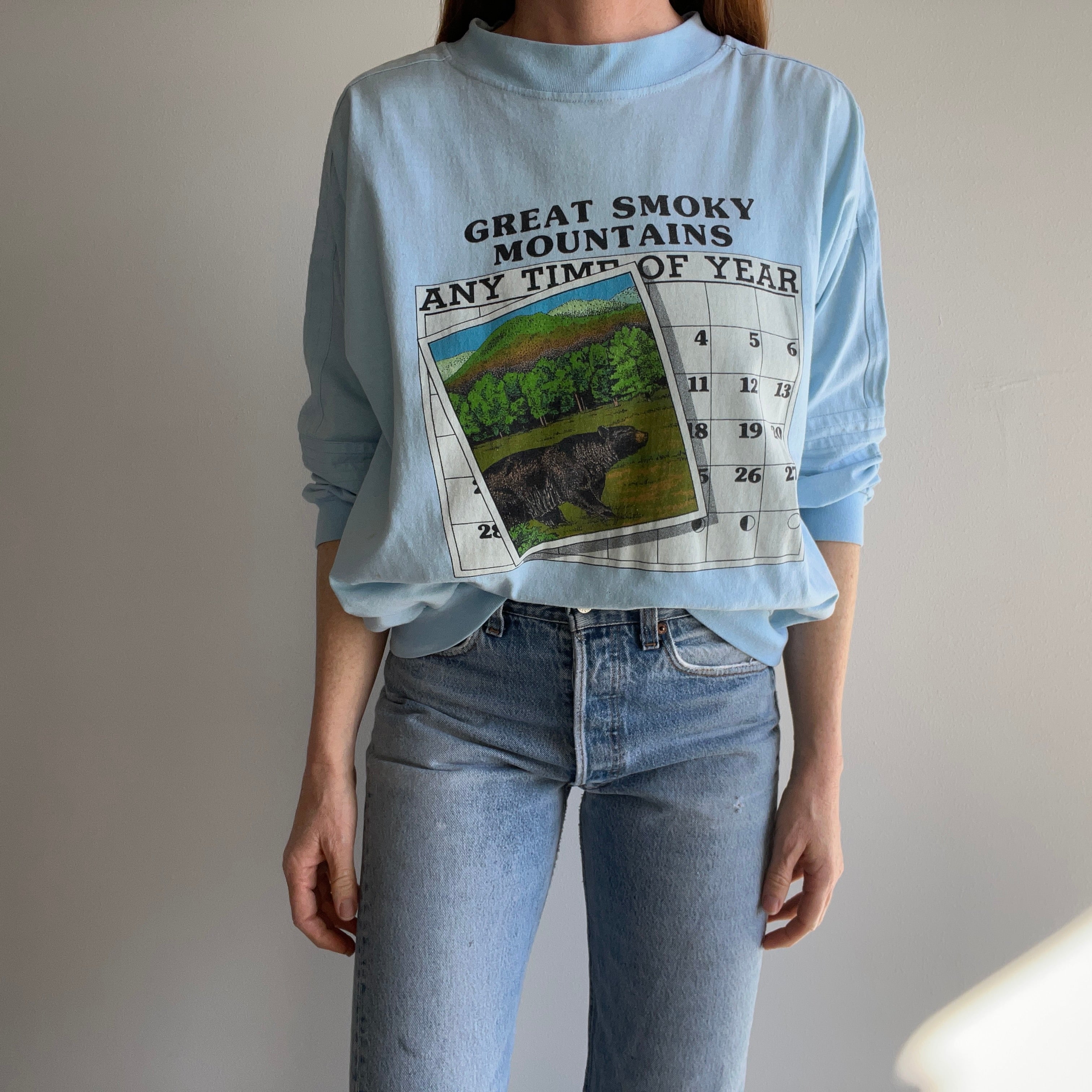 1980s Special Cut Great Smoky Mountains Tourist Long Sleeve Shirt/Sweatshirt Cut