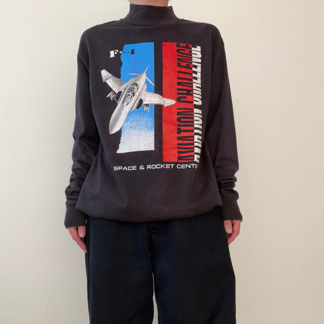 1980s U.S. Space and Rocket Center Mock Neck Long Sleeve Shirt