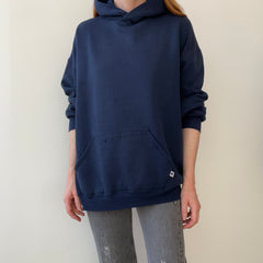 1980/90s Lightly Tattered USA Made Russell Navy Hoodie Pullover